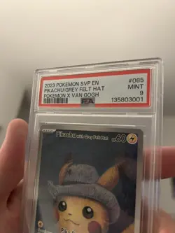 Pokemon Pikachu Van Gogh 085 S&V Promo Hat Grey Felt, PSA 9 - Image 3