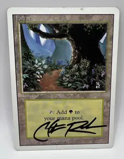 MTG- Revised - Forest - LP - signed by Christopher Rush - Image 1