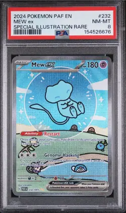 2024 POKEMON PAF EN-PALDEAN FATES SPECIAL ILLUSTRATION RARE #232 MEW EX PSA 8 - Image 1