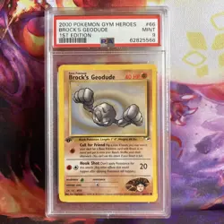 PSA 9 Mint Brock's Geodude 066/132 2000 Pokemon Gym Heroes 1st Edition Common - Image 1