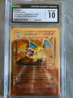Charizard Pokemon 2021 Celebrations Gold Metal Ultra Prem Coll. CGC GEM MINT 10 - Image 2