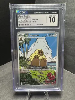 Pokemon TCG: CGC 10 Alolan Dugtrio Illustration Rare Surging Sparks Holo CGC 10 - Image 1