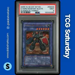 2005 YU-GI-OH! ELEMENTAL ENERGY 1ST ED. #EN033 E-HERO RAMPART BLASTER PSA 9 - Image 1