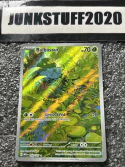 2023 Pokemon 151 Bulbasaur 166/165 Illustration Rare Holo Scarlet Violet mew en - Image 1