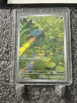 2023 Pokemon 151 Bulbasaur 166/165 Illustration Rare Holo Scarlet Violet mew en - Image 4