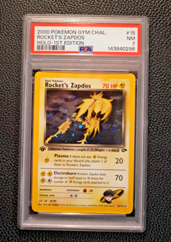 2000 POKEMON GYM CHALLENGE HOLO #15 ROCKET'S ZAPDOS PSA 7 - Image 1