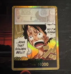 Bandai One Piece CCG OP04 Monkey D. Luffy Don!! Ring That Golden Bell!! Foil AA - Image 1