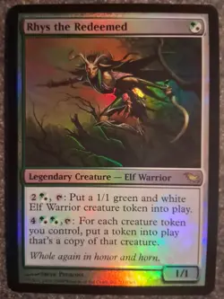 Magic: The Gathering Rhys the Redeemed Shadowmoor Green White Elf Foil Card - Image 1