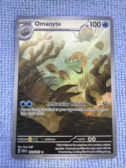 Pokemon TCG Omanyte Scarlet Violet-151 Holo Illustration Rare Card 180/165 - Image 1