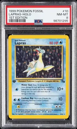 1999 POKEMON FOSSIL 1ST ED #10 LAPRAS-HOLO PSA 8 - Image 1