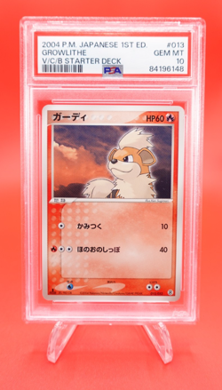 Growlithe 2004 Pokemon Japanese 1st Edition V/C/B Starter Deck #013 PSA 10 Pop 3 - Image 1