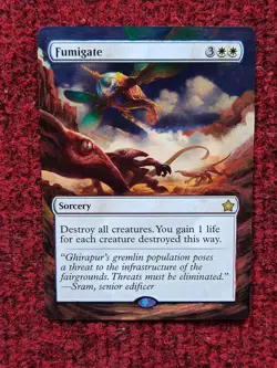 Fumigate #575 MTG Foundations Hand Painted Borderless Extended Full Altered Art - Image 1