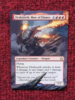 Drakuseth Maw of Flames MTG Foundations Hand Painted Borderless Full Altered Art - Image 1