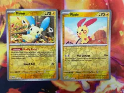 Plusle & Minum NM Common Reverse Holo Paradox Rift 2023 Pokemon TCG - Image 1