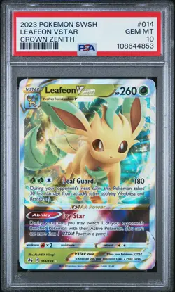2023 POKEMON SWORD & SHIELD CROWN ZENITH #014 LEAFEON VSTAR PSA 10 - Image 1