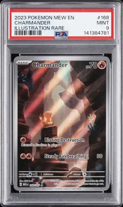 2023 POKEMON MEW EN-151 ILLUSTRATION RARE #168 CHARMANDER PSA 9 - Image 1
