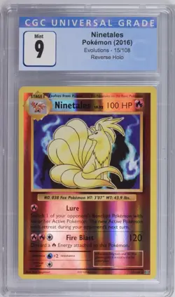 Pokemon Evolutions Ninetales Reverse Holo #15 CGC 9 MINT - Image 1