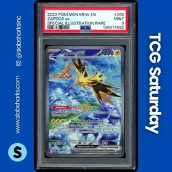 2023 POKEMON SV 151 #202/165 ZAPDOS EX SPECIAL ILLUSTRATION RARE PSA 9 - Image 1