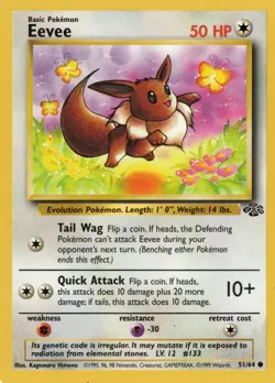 ~*~ EEVEE ~ 1999 Pokemon Jungle ~ #51/64 ~*~ - Image 1