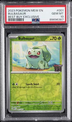 2023 POKEMON MEW EN-151 BEST BUY EXCLUSIVE #001 BULBASAUR PSA 10 - Image 1