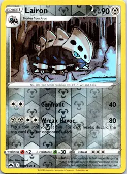 Lairon 088/159 Uncommon Crown Zenith Pokemon Reverse Holo DMG - Image 1