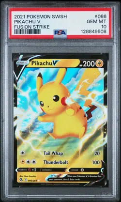 2021 POKEMON SWORD & SHIELD FUSION STRIKE #086 PIKACHU V PSA 10 - Image 1