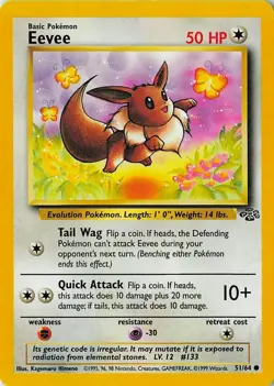 Pokemon TCG Eevee 51/64 Jungle Unlimited English Vintage MP/HP - Image 3