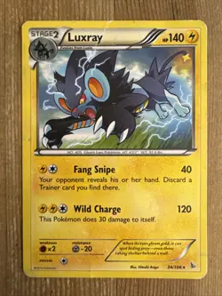 Pokemon TCG Luxray Flashfire 34/106 Regular Rare DAMAGED - Image 1
