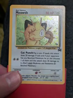 Pokemon TCG Meowth Wotc Promo 10/53 Holo Promo Basic 50 HP 2000 Vintage - Image 1