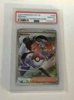 Pokemon 2024 Paldean Fates NEMONA Special Illustration Rare #238 PSA 10 Gem Mint - Image 1