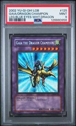Gaia The Dragon Champion *PSA 9* Secret Rare *LOB-125* Legend Of Blue Eyes *2002 - Image 1