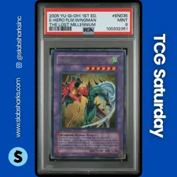 2005 YU-GI-OH! THE LOST MILL. 1ST ED. #EN035 ELEMENTAL HERO FLAME WINGMAN PSA 9 - Image 1