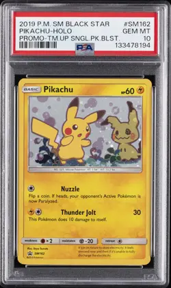 2019 POKEMON SM BLACK STAR PROMO #SM162 PIKACHU-HOLO PSA 10 - Image 1
