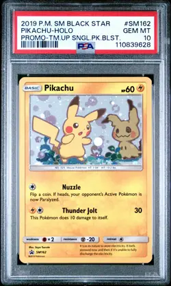 2019 POKEMON SM BLACK STAR PROMO #SM162 PIKACHU-HOLO PSA 10 - Image 1