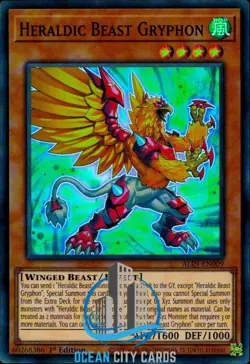Yugioh ALIN-EN009 Heraldic Beast Gryphon Super Rare Card 1st Edition - Image 1