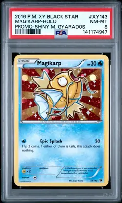 2016 POKEMON XY BLACK STAR PROMO SHINY MEGA GYARADOS #XY143 MAGIKARP-HOLO PSA 8 - Image 1