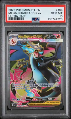 2025 POKEMON PEL EN MEGA CHARIZARD X EX ULTRA RARE 109/094 PSA10 - Image 1