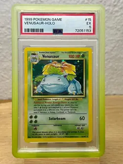 1999 Pokemon TCG Venusaur Holo Base Set Unlimited 15/102 PSA 5 - Image 1