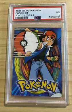 2001 Pokemon Topps Checklist 169 PSA 7 Johto Series 1 Low POP - Image 1