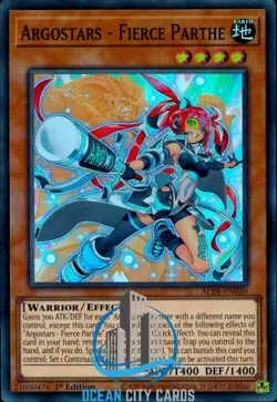 Yugioh ALIN-EN020 Argostars - Fierce Parthe Super Rare Card 1st Edition - Image 1