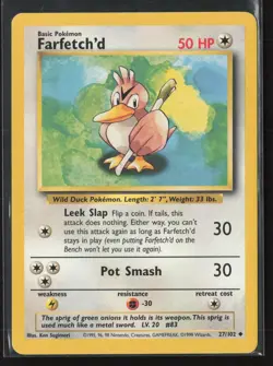 Farfetch'd 27/102 Uncommon Base Set Unlimited Pokemon Lightly Played - Image 1