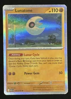 Pokemon TCG Lunatone Me01: Mega Evolution 074/132 Basic 110HP Rare Holo English - Image 1
