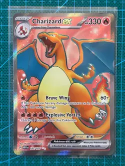 Pokemon TCG Charizard Ex 183/165 Ultra Rare Scarlet & Violet: 151 (Dent on back) - Image 1