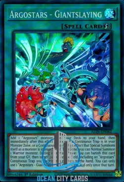 Yugioh ALIN-EN062 Argostars - Giantslaying Super Rare Card 1st Edition - Image 1