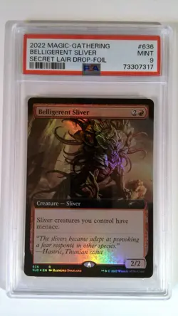 MTG Card Belligerent Sliver Borderless Foil Secret Lair PSA 9 - Image 1