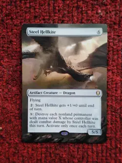 Steel Hellkite MTG The Lost Caverns of Ixalan Commander Hand Painted Altered Art - Image 1