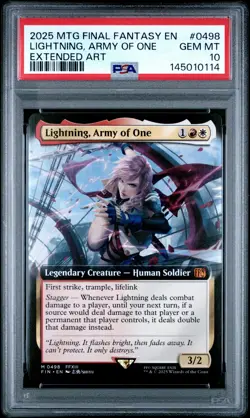 2025 MTG FINAL FANTASY EXTENDED ART #0498 LIGHTNING, ARMY OF ONE PSA 10 - Image 1