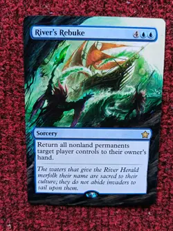 River's Rebuke MTG Foundations Hand Painted Borderless Extended Full Altered Art - Image 1