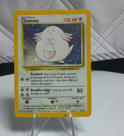 Pokemon Chansey Holo Rare Base Set 120 HP 3/102 1999 English Card - Image 1