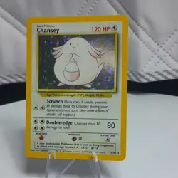 Pokemon Chansey Holo Rare Base Set 120 HP 3/102 1999 English Card - Image 2